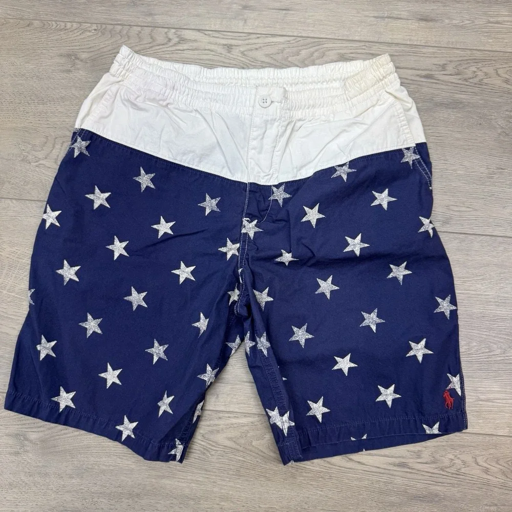 Polo Ralph Lauren Blue Star Bathing Suit Boys Sz 18 Prep Beach‎ Resort